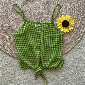 UO Kimchi Blue checkered front tie crop top. S